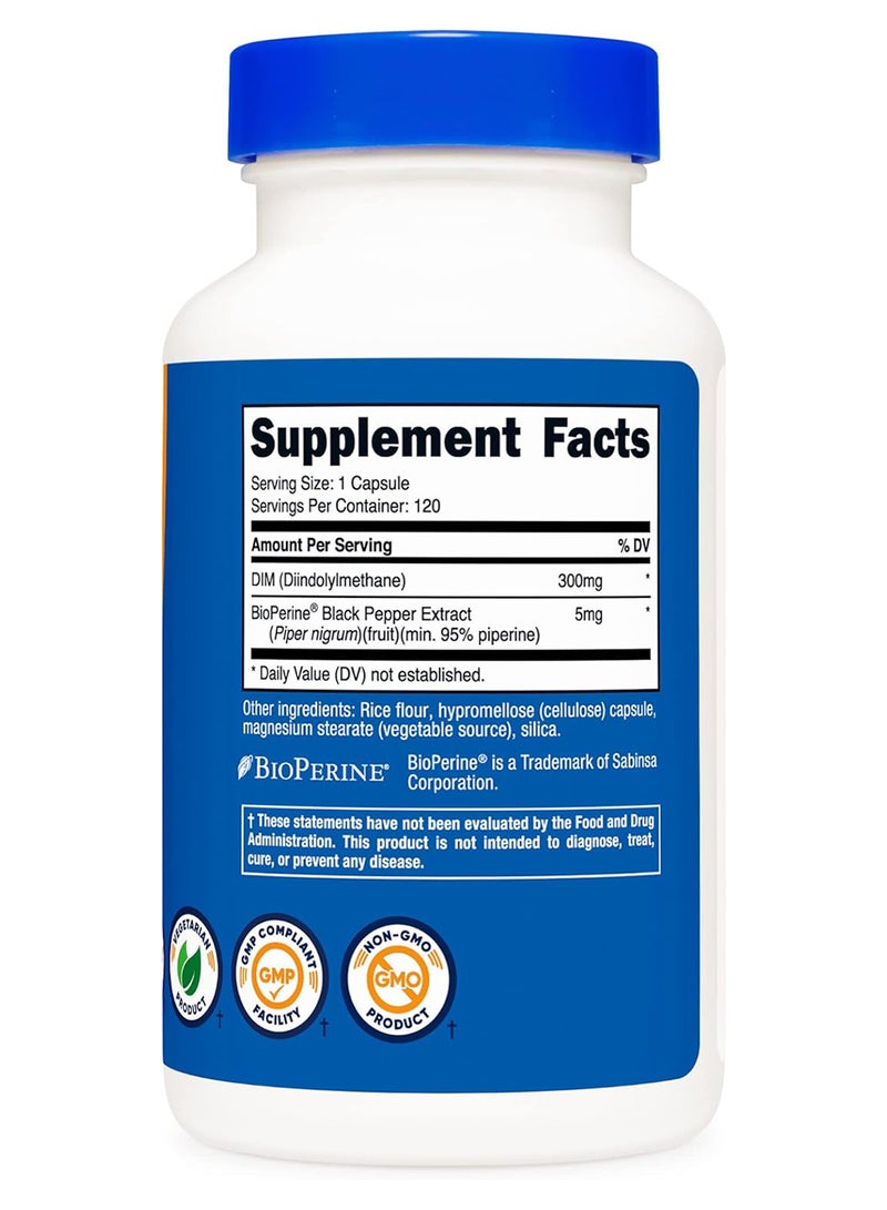 Nutricost Diindolylmethane Plus Bioperine Capsules 300 Mg 120  - Image 4