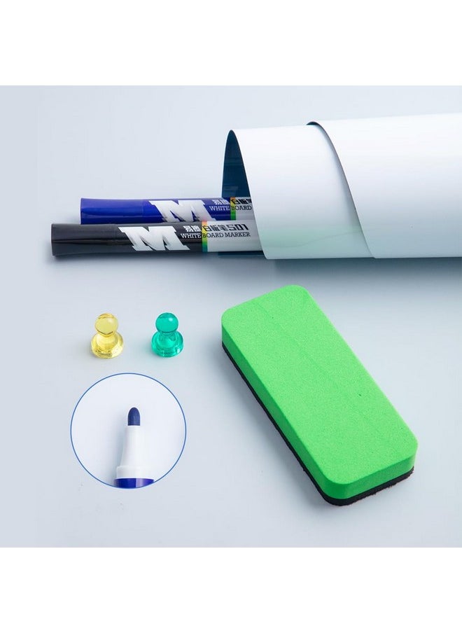 M&G Dry Erase Whiteboard 18 X 12 In Self Adhesive White Board Sticker For Wall, 2 Markers & 2 Magnets & 1 Eraser, Dry Erase Poster Board For Fridge Office Shool Home Kids  - Image 2