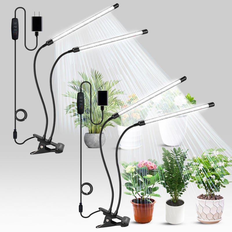bseah Plant Grow Light for Indoor Plants, Full Spectrum Indoor Grow Light, 10-Level Dimmable and Auto ON & Off Timer (2 Head 2 Pack) - Image 1