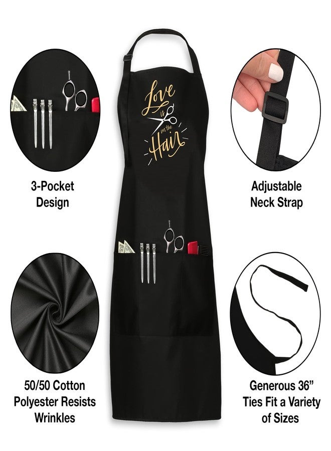 Plum Hill Love is in The Hair Stylist Apron for Hairdressers, Salons, Cosmetology, Black - Image 2