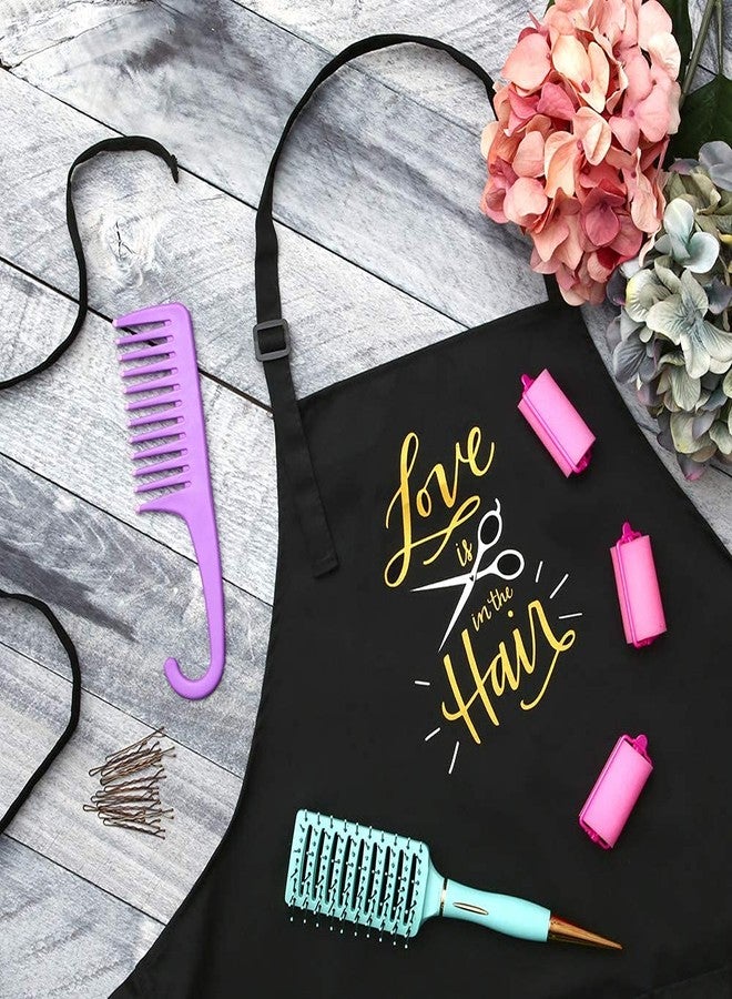 Plum Hill Love is in The Hair Stylist Apron for Hairdressers, Salons, Cosmetology, Black - Image 4