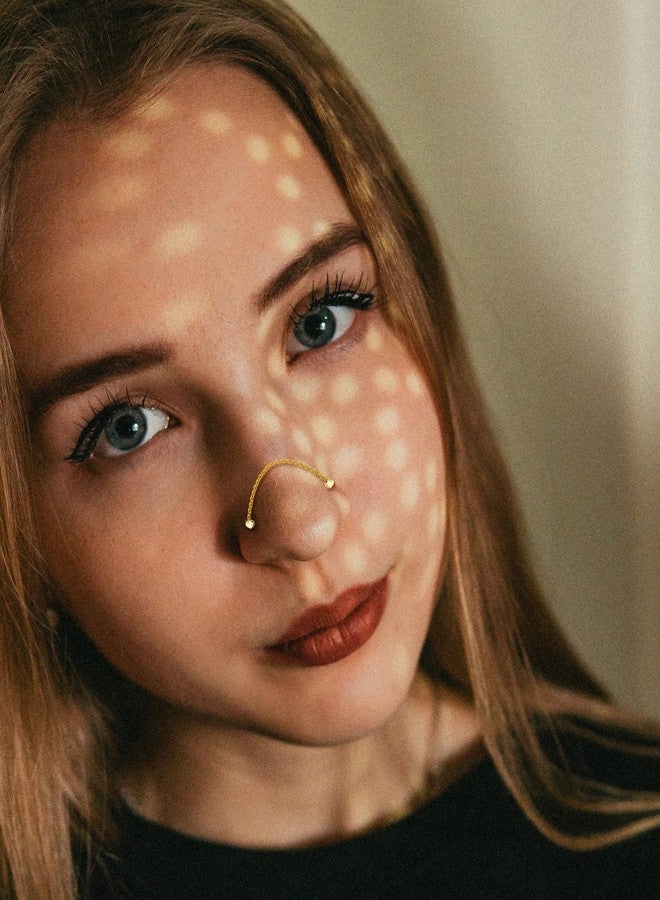 Tornito Nose Chain Piercing Across Double Nose Stud Chain CZ Heart Ball L Shaped Nose Chain 4.2CM Nostril Piercing Jewelry for Women Men 20G Gold Tone - Image 4