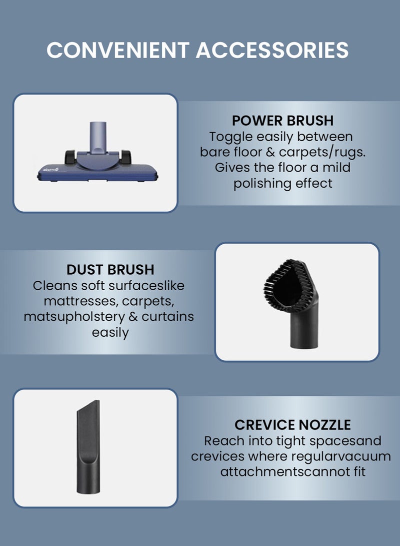 Deerma Pro 2-in-1 Handheld Vacuum Cleaner 15kPa Strong Suction Powerful Lightweight/5M Power Cable | HEPA Filtration Upright & Handheld Dual-Usage Transparent Dust Cup & Hook Design - 1.2 L 600 W DX118C-PRO Blue - Image 4