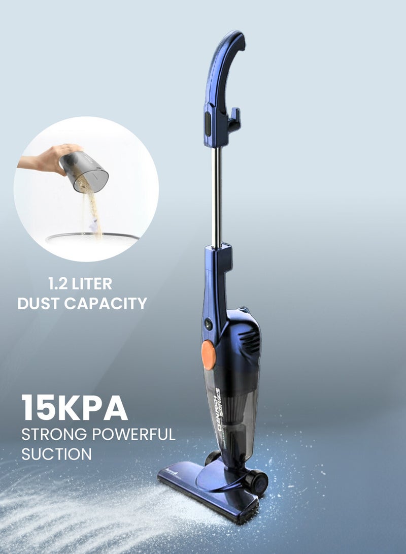 Deerma Pro 2-in-1 Handheld Vacuum Cleaner 15kPa Strong Suction Powerful Lightweight/5M Power Cable | HEPA Filtration Upright & Handheld Dual-Usage Transparent Dust Cup & Hook Design - 1.2 L 600 W DX118C-PRO Blue - Image 2