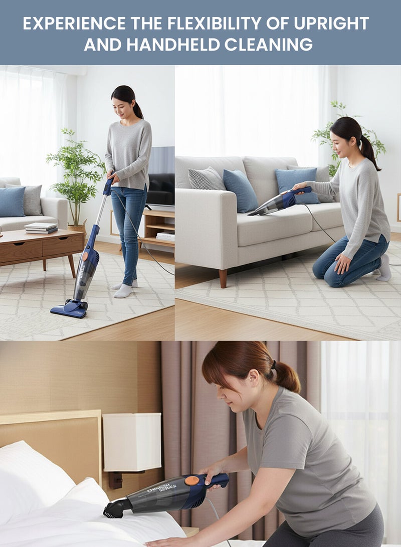 Deerma Pro 2-in-1 Handheld Vacuum Cleaner 15kPa Strong Suction Powerful Lightweight/5M Power Cable | HEPA Filtration Upright & Handheld Dual-Usage Transparent Dust Cup & Hook Design - 1.2 L 600 W DX118C-PRO Blue - Image 3
