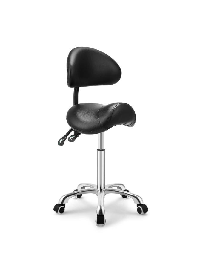 Kaleurrier Saddle Stool Rolling Swivel Height Adjustable with WheelsHeavy Duty AntiFatigue Ergonomic Saddle Chair for Hair Beauty Salon Lab Dental Massage Office Home Kitchenwith Back Black - Image 3