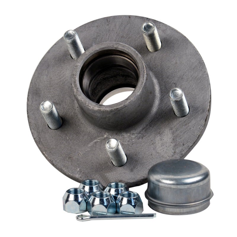 CE Smith Galvanized Trailer Hub Kit Tapered Spindle 5 x 45 Stud Includes Lug Nuts and Cotter Pin Silver