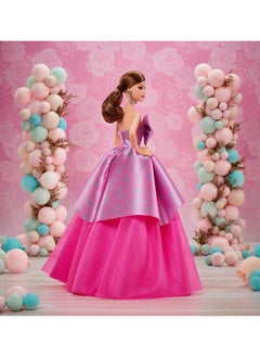Barbie Signature Birthday Wishes Doll, Collectible Fashion Doll in Satiny, Pink Dress with Wavy Brown Hair and Giftable Packaging  - Image 3