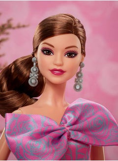 Barbie Signature Birthday Wishes Doll, Collectible Fashion Doll in Satiny, Pink Dress with Wavy Brown Hair and Giftable Packaging  - Image 2