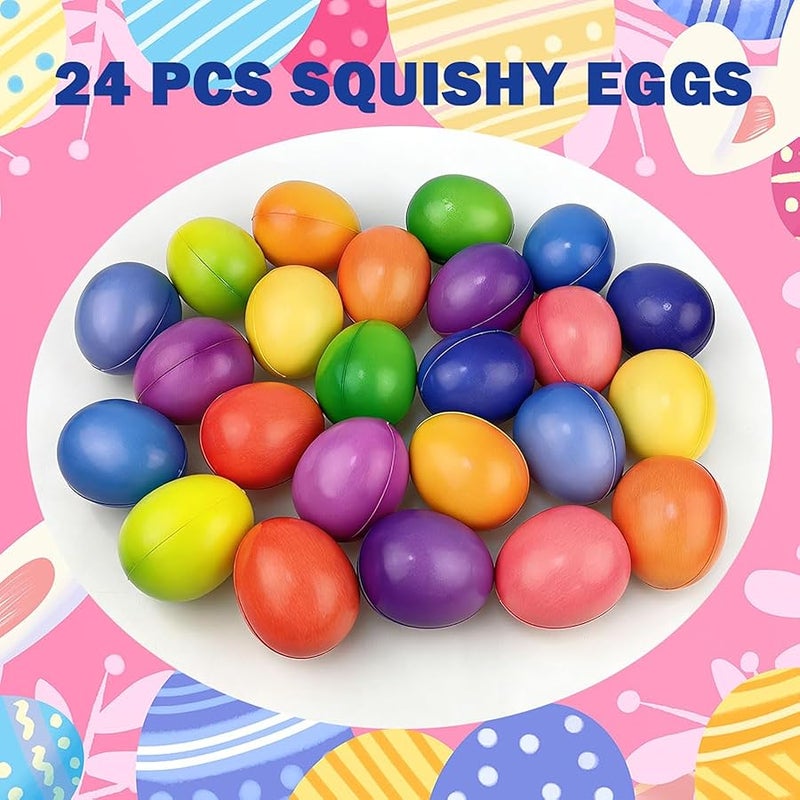 Jofan 24 Pack Easter Eggs Colorful Slow Rising Squishy Toys for Kids Girls Boys Easter Basket Stuffers Gifts Party Favors - Image 2