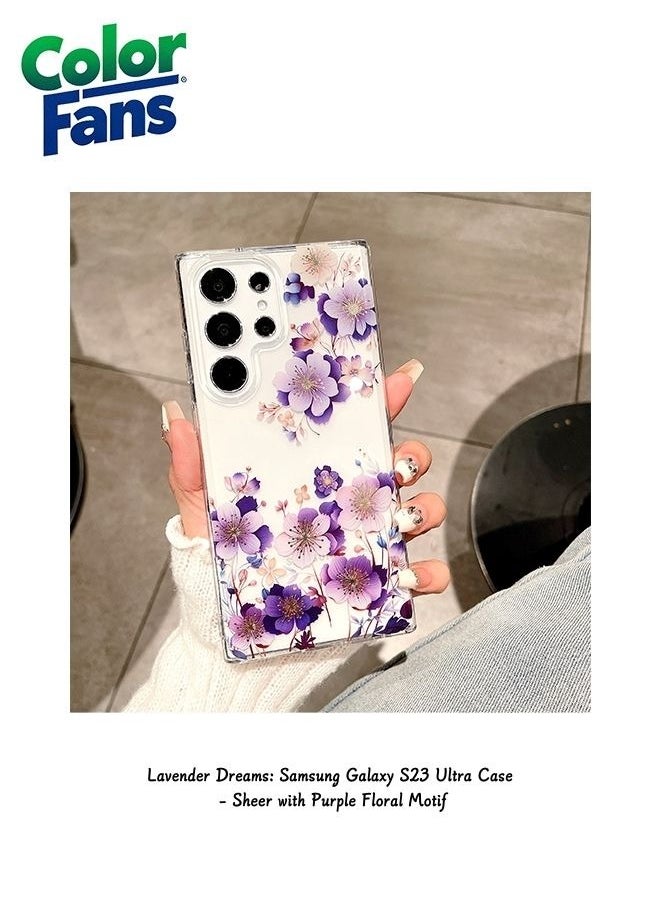 Color Fans Lavender Dreams: Samsung Galaxy S23 Ultra Case - Sheer with Purple Floral Motif  - Image 1