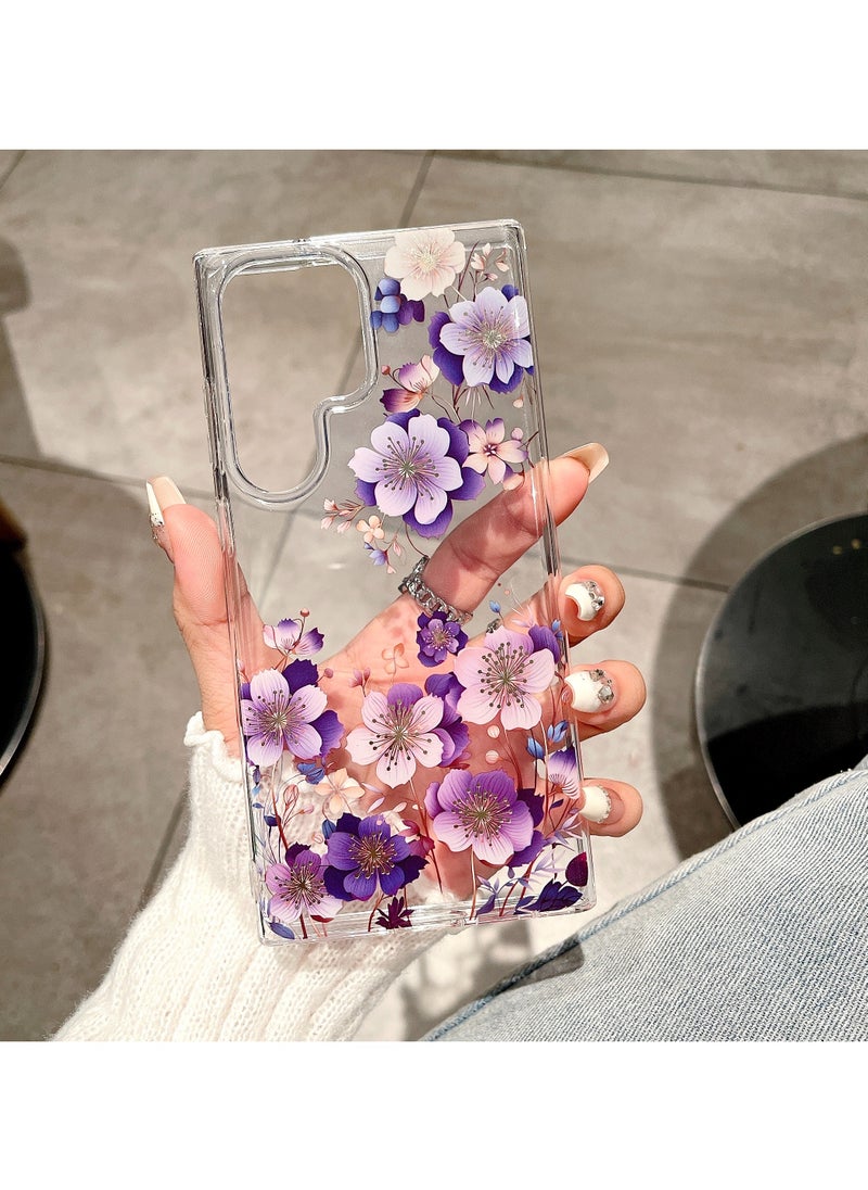 Color Fans Lavender Dreams: Samsung Galaxy S23 Ultra Case - Sheer with Purple Floral Motif  - Image 3