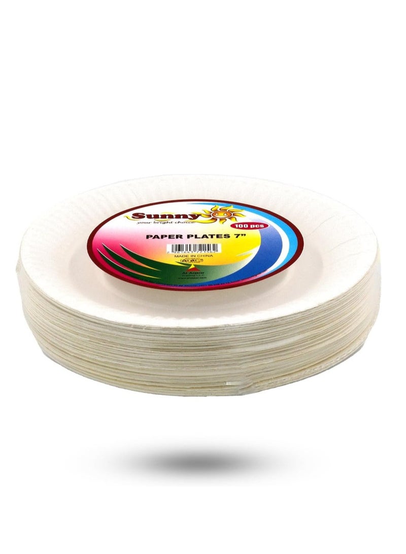 صني مجموعة ساني ١٠٠ طبق ورقي للاستخدام مرة واحدة، مقاس ٩ بوصات - Image 1