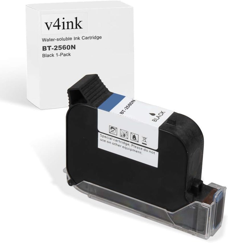 V4ink Bentsai BT-2560N Original Aqueous Water Soluble Ink Cartridge 0.5 Inch Printhead Replacement for Bentsai Handheld Inkjet Printer BT-HH6105B2, BT-HH6105B3 (Black, 1 Pack) - Image 1