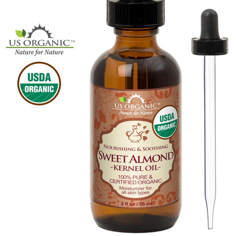 US Organic Sweet Almond Kernel Oil, USDA Certified Organic,100% Pure & Natural, Cold Pressed Virgin, Unrefined in Amber Glass Bottle w/Eyedropper, Sourced from Poland (2 oz (56 ml)) - Image 3