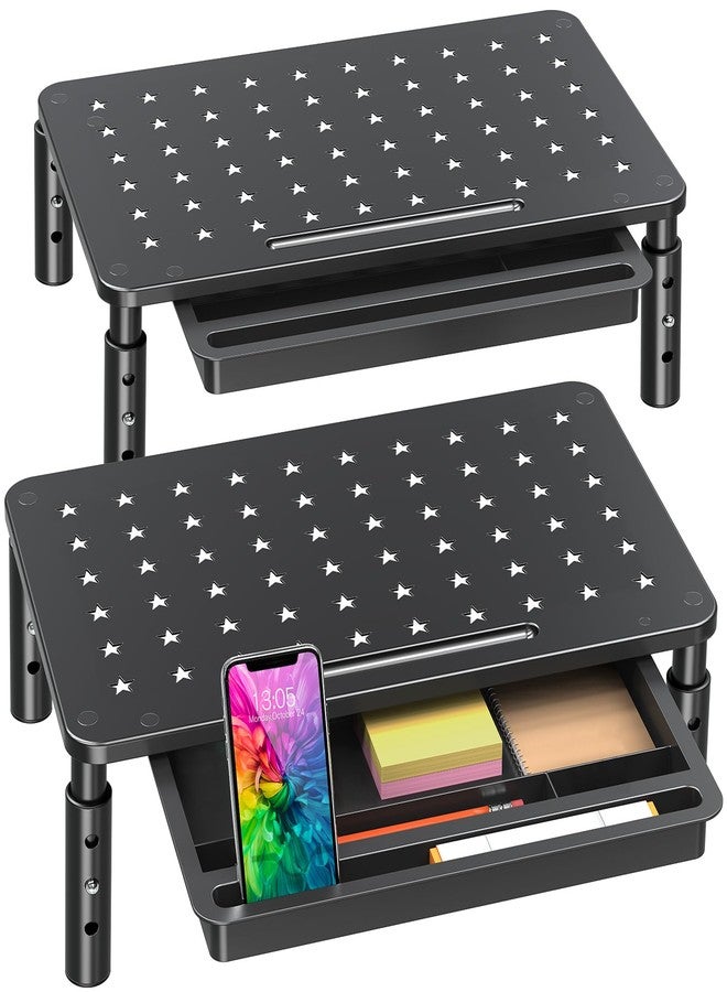 Zimilar 2 Pack Monitor Stand Riser with Drawer, 3 Height Adjustable - Image 1
