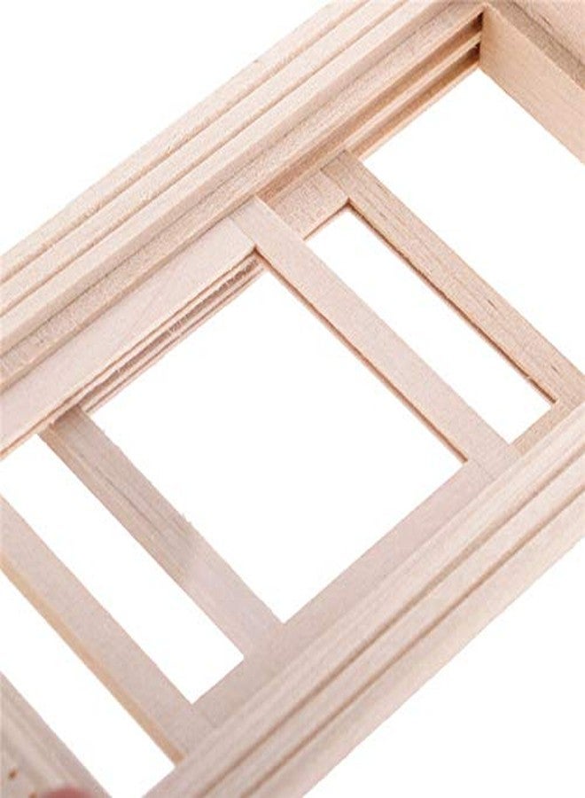 EatingBiting 1:12 Scale mini House Miniature Furniture Unpainted Wooden 2-Pane Sash Window Frames Frame Unpainted DIY Pretend Play Accessories - Image 4