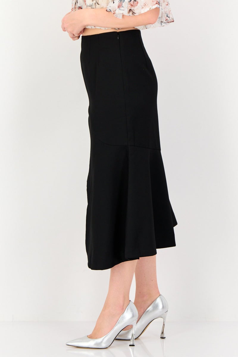 VERO MODA Women Solid Midi Skirt, Black - Image 2