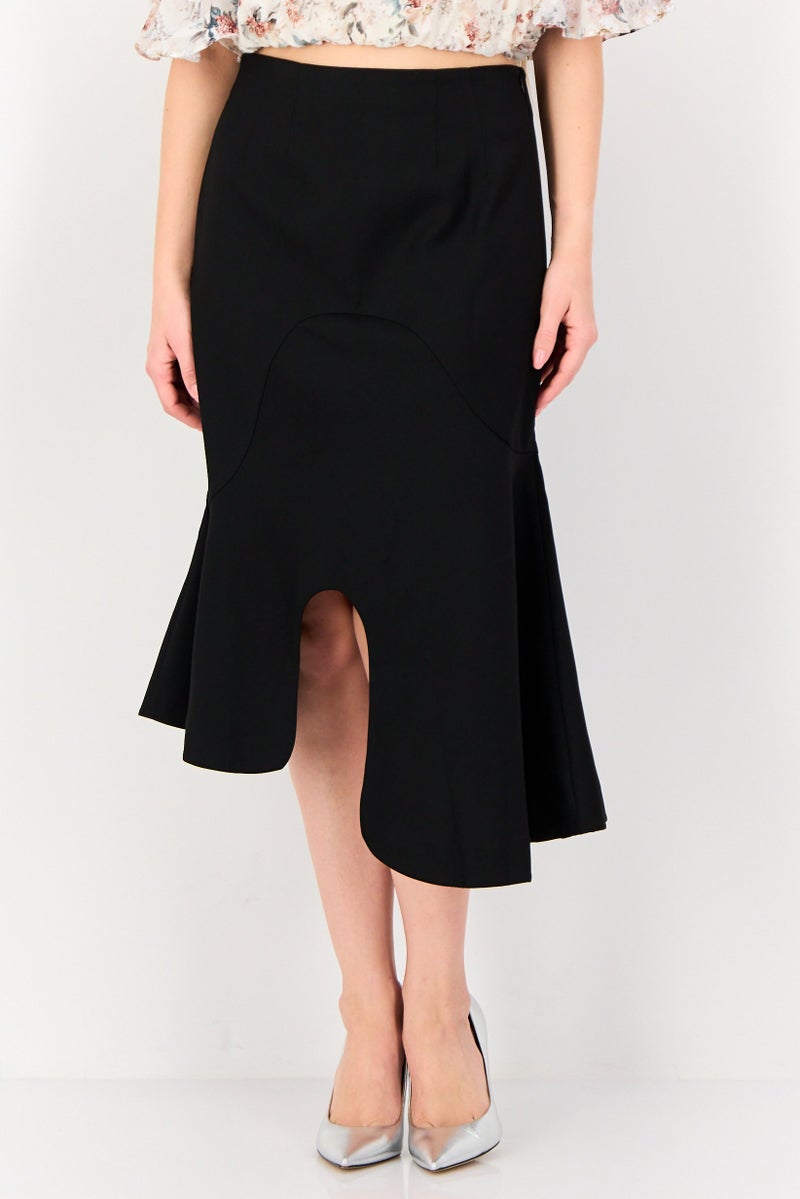 VERO MODA Women Solid Midi Skirt, Black - Image 1