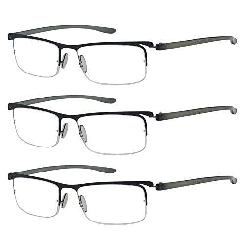 Eyekepper 3 Pairs Half-rim Reading Glasses for Men Metal Readers Black Frame +2.25 - Image 1