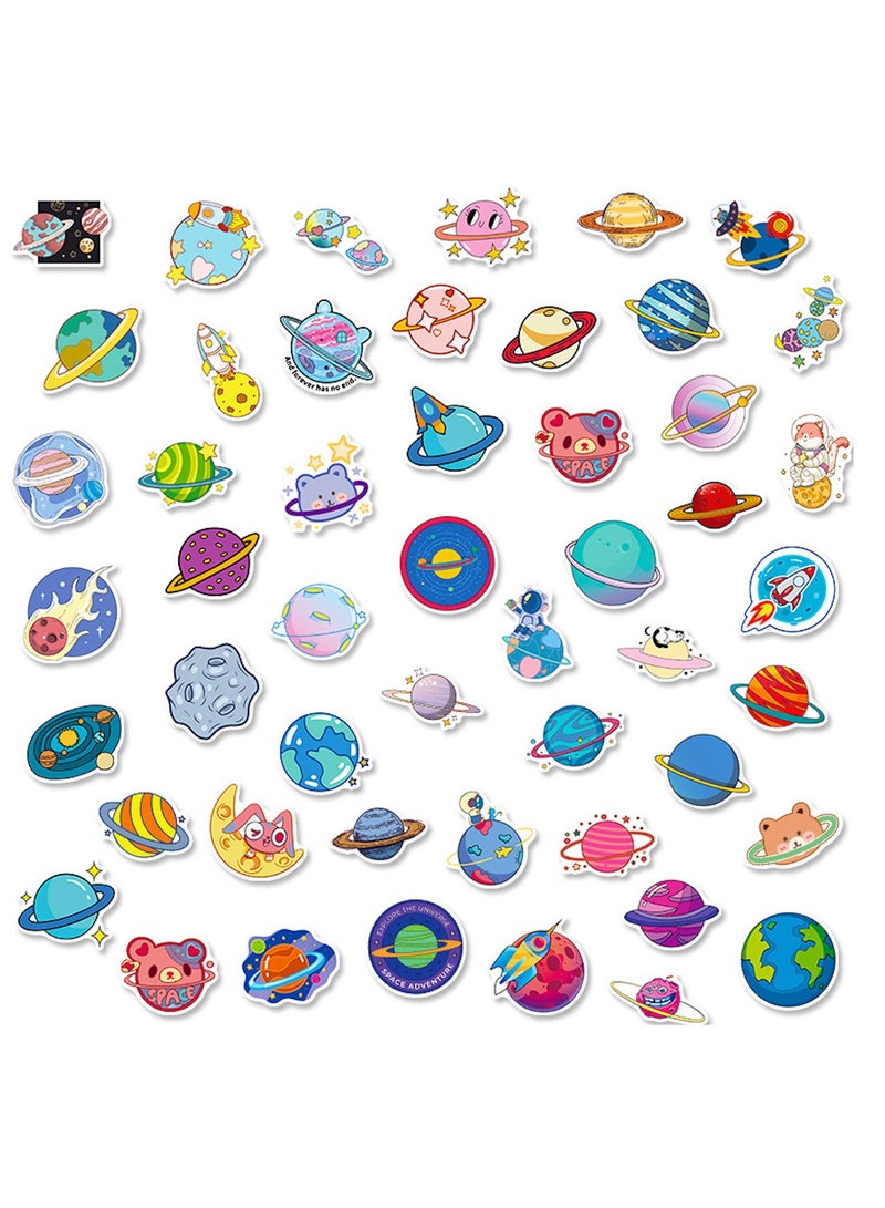 50 Pcs Space Planet Vinyl Stickers Pack for Teens Boys Girls KidsTrendy Waterproof Stickers for Laptop Tablet Flasks Water Bottles Phone Luggage Car Fashion Cartoon Decal Pack  - Image 2