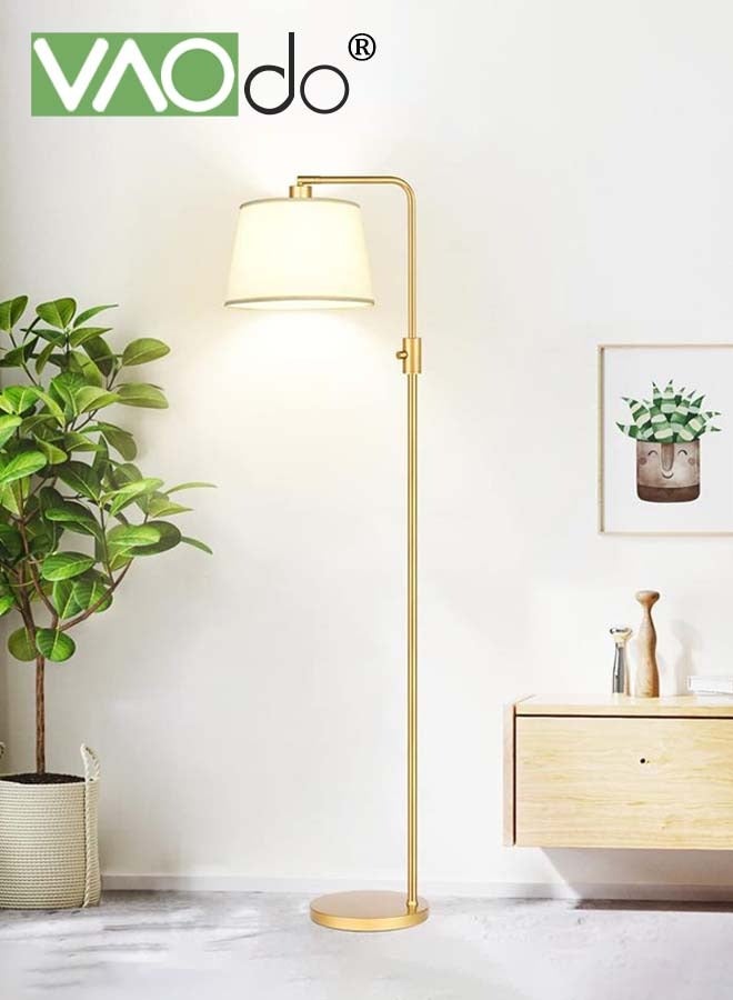 Dimmable Floor Lamp 1000 Lumens LED Edison Bulb Included Arc Floor Lamps for Living Room Modern Standing Lamp with Linen Shade Tall Lamp for Living Room Bedroom Office Dining Room Gold