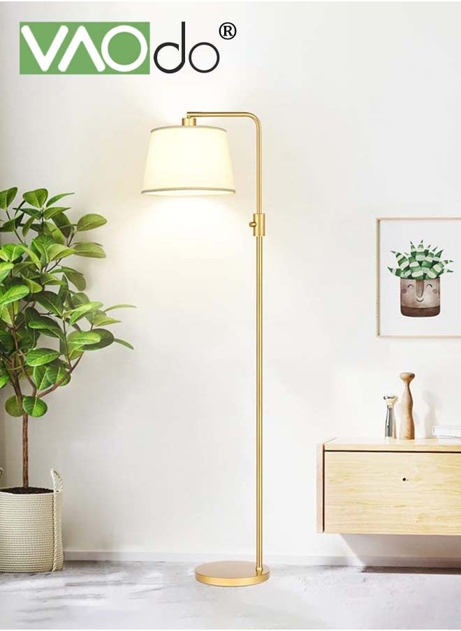 VAOdo - Dimmable Floor Lamp 1000 Lumens LED Edison Bulb Included Arc Floor Lamps for Living Room Modern Standing Lamp with Linen Shade Tall Lamp for Living Room Bedroom Office Dining Room Gold - Image 1