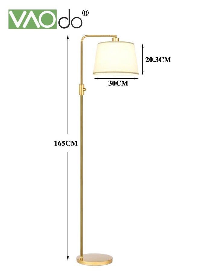 VAOdo - Dimmable Floor Lamp 1000 Lumens LED Edison Bulb Included Arc Floor Lamps for Living Room Modern Standing Lamp with Linen Shade Tall Lamp for Living Room Bedroom Office Dining Room Gold - Image 1