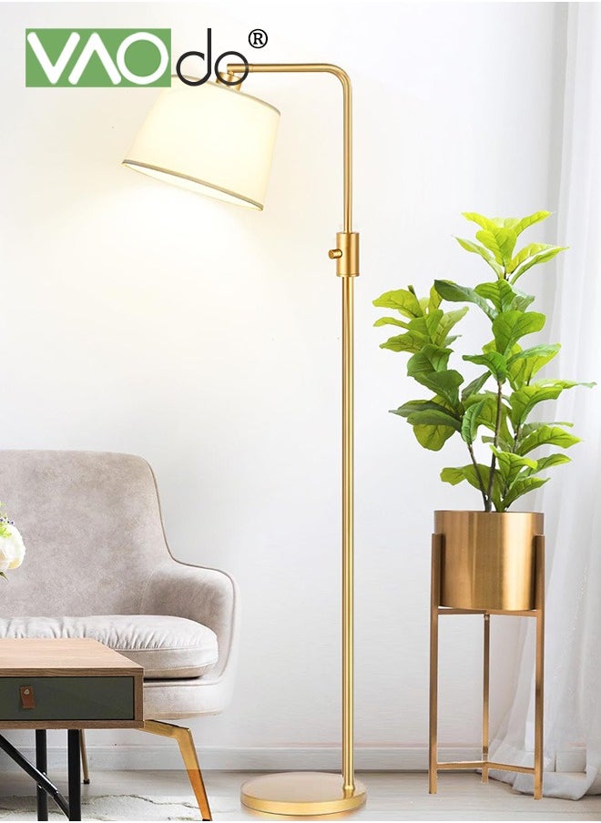 VAOdo - Dimmable Floor Lamp 1000 Lumens LED Edison Bulb Included Arc Floor Lamps for Living Room Modern Standing Lamp with Linen Shade Tall Lamp for Living Room Bedroom Office Dining Room Gold - Image 1