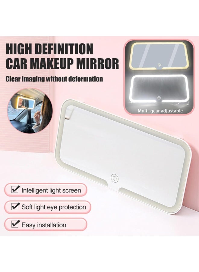مرآة تجميل للسيارة تعمل باللمس بتقنية LED - مرآة تجميل قابلة للتعتيم لواقي الشمس في السيارة، 3 أوضاع إضاءة LED، قابلة لإعادة الشحن عبر منفذ Type-C مع شاشة عالية الدقة للنساء - أبيض - Image 5