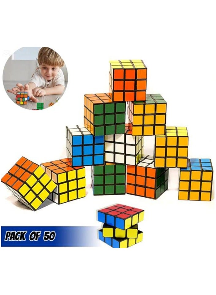 مكعبات ألغاز سحرية صغيرة – عبوة من 50 لعبة ذهنية ملونة للأطفال، مثالية لهدايا أعياد الميلاد، جوائز الصف، والتعلم الممتع - Image 1
