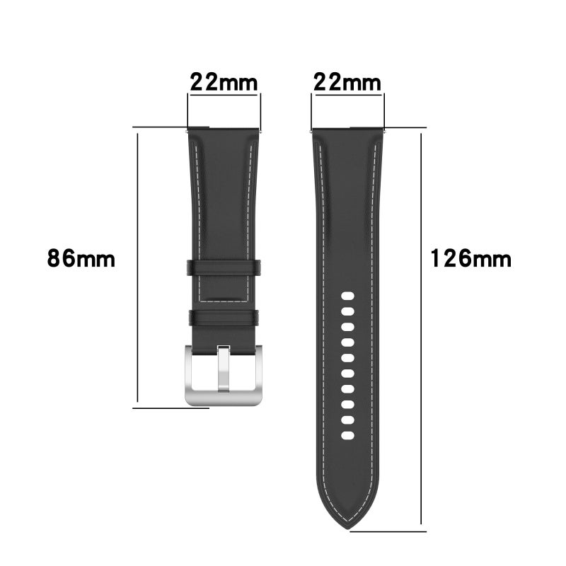 erorex For Huami Amazfit Gtr 3 / Gtr 3 Pro Calf Texture Sewing Thread Watchband(Black) - Image 5