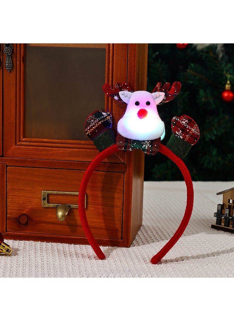 New Christmas Glowing Headband Santa Snowman E3-3 grid cloth raised hand headband elk 