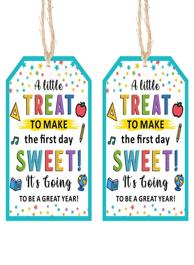 TI-EDC 50PCS Back to School Tags, First Day of Schools Tags, A Great School Year Tag for Students and Teachers, Rainbow Welcome Back to Schools Tag with String for Classroom Party Favors - Image 4