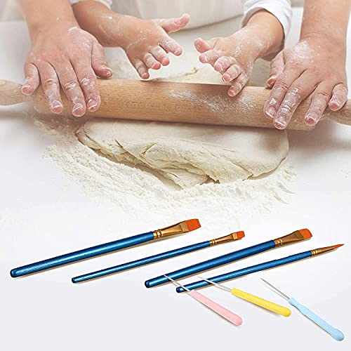 Ziaon 24 Pieces Cookie Decorating Tool Set Decorating Tool Set Include Decoration Brushes Sugar Stir Needle Fondant Modeling Tool Elbow and Straight Tweezer for Cookie Cake Decoration -Blue - Image 2