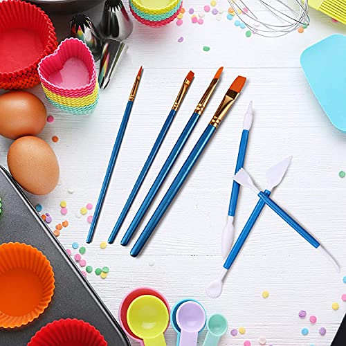 Ziaon 24 Pieces Cookie Decorating Tool Set Decorating Tool Set Include Decoration Brushes Sugar Stir Needle Fondant Modeling Tool Elbow and Straight Tweezer for Cookie Cake Decoration -Blue - Image 3