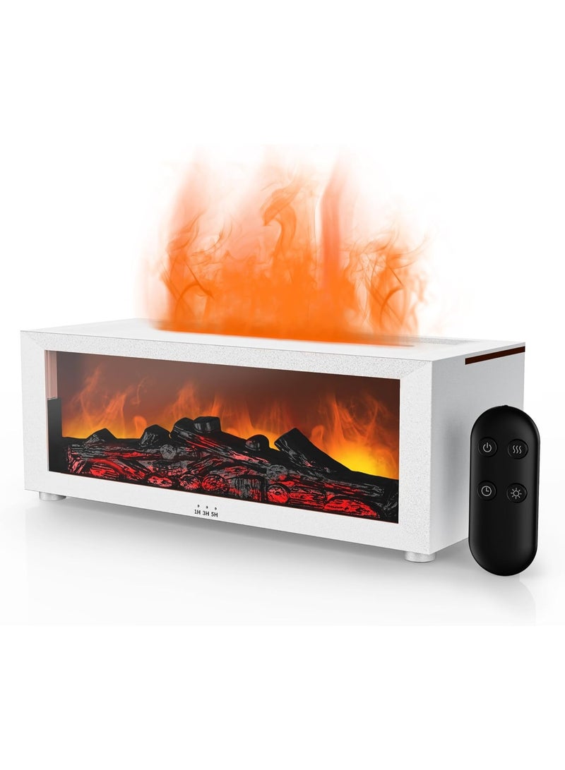 فيريكس مرطب هواء فيريكس مع موزع لهب الموقد، موزع زيوت عطرية بالموجات فوق الصوتية مع إضاءة LED بسبعة ألوان، مؤقت، تأثير لهب مُحاكي، صانع ضباب عطري فائق الهدوء للمنزل وغرفة النوم والمكتب واليوغا (أبيض) - Image 1