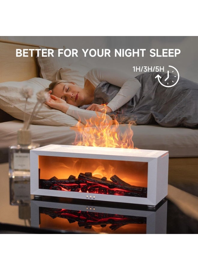 فيريكس مرطب هواء فيريكس مع موزع لهب الموقد، موزع زيوت عطرية بالموجات فوق الصوتية مع إضاءة LED بسبعة ألوان، مؤقت، تأثير لهب مُحاكي، صانع ضباب عطري فائق الهدوء للمنزل وغرفة النوم والمكتب واليوغا (أبيض) - Image 4