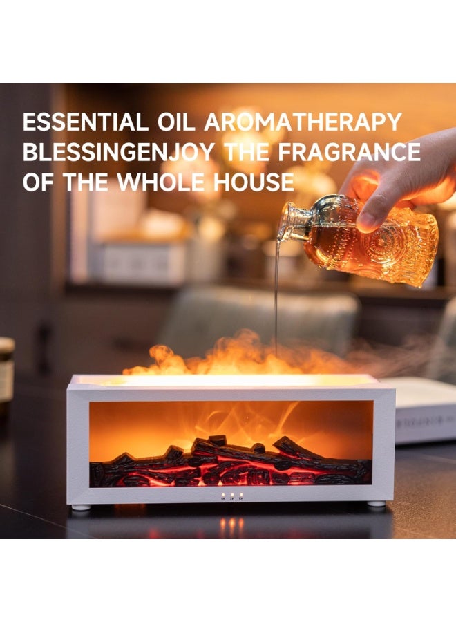 فيريكس مرطب هواء فيريكس مع موزع لهب الموقد، موزع زيوت عطرية بالموجات فوق الصوتية مع إضاءة LED بسبعة ألوان، مؤقت، تأثير لهب مُحاكي، صانع ضباب عطري فائق الهدوء للمنزل وغرفة النوم والمكتب واليوغا (أبيض) - Image 3