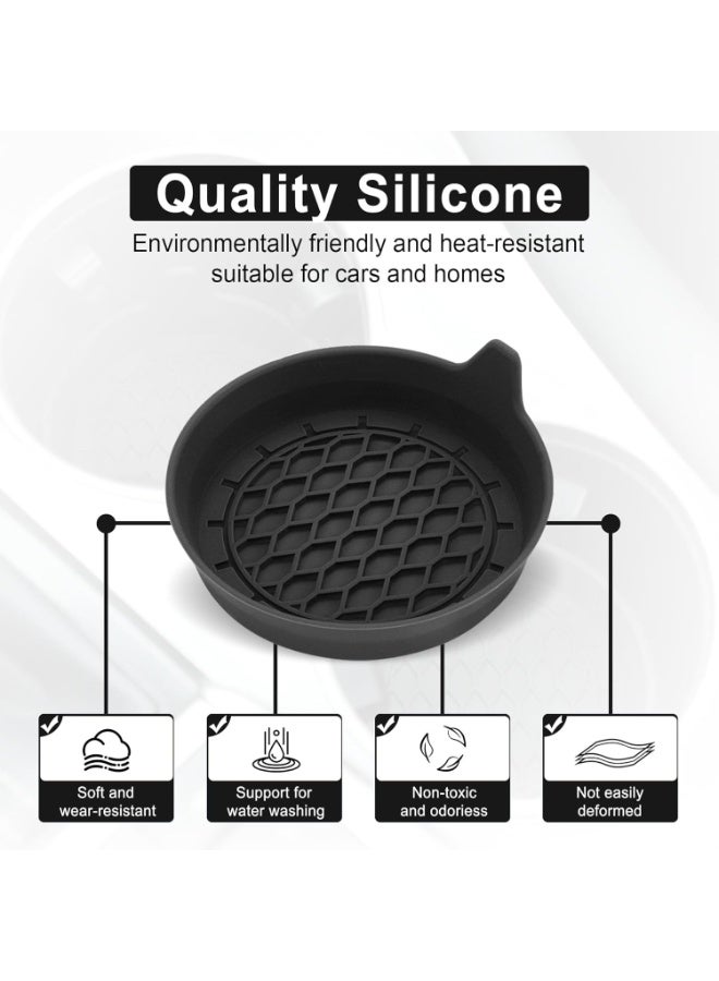 حامل كوب للسيارة، إدراج حامل كوب سيليكون، حاملات كوب عالمية غير انزلاقية، إكسسوارات داخلية للسيارة للنساء والرجال 4 قطعة سوداء - Image 3