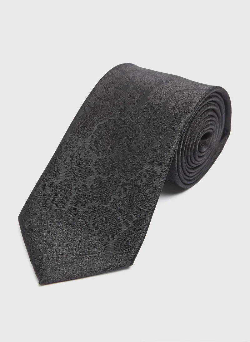 Matalan Taylor & Wright Black Paisley Tie