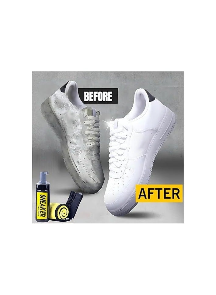 Sneaker Care Kit – Foam Cleaner for Dirt & Stain Removal – Soft & Hard Brushes – Microfiber Drying Towel - Image 4
