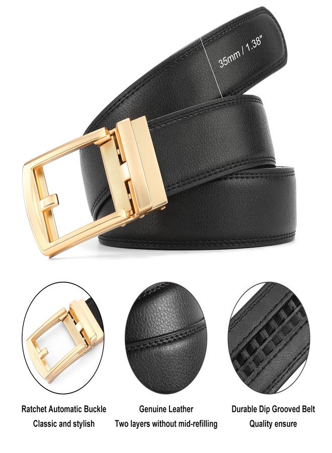 GAEKEAO Ratchet Belt for Men Genuine Leather 1 3/8" - Micro-Adjust Buckle Trim to Fit Dress Belt Casual to Formal Gift Boxed - Image 5