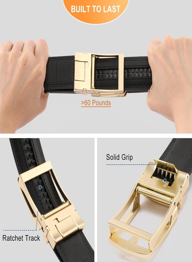 GAEKEAO Ratchet Belt for Men Genuine Leather 1 3/8" - Micro-Adjust Buckle Trim to Fit Dress Belt Casual to Formal Gift Boxed - Image 2