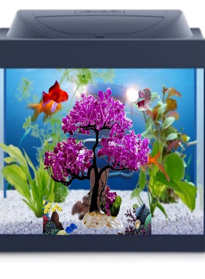Mistletoe Natural Looking Artificial Plastic Aquarium Plastic Plants for Fish Tank Ornaments Freshwater & Saltwater Ornament Decorative Resin Base Artificial Plastic Plants (Lavender Bonsai) - Image 3