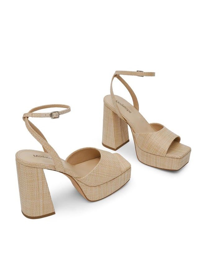 Modatope Platform Heels for Women Braided Platform Sandals Chunky Heel Open Toe Sandals Ankle Strap Womens Wedding Party Sandals Shoes Size 8 - Image 5