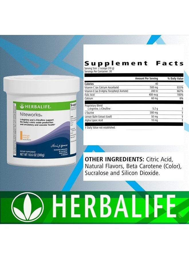 HERBALIFE - Niteworks 30 Servings 300g (Orange Mango) Naturally Flavored: with L-Arginine and L-Citruline - Image 1