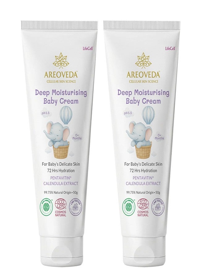AreoVeda Deep Moisturising Baby Cream (50gm*2) | 72Hrs Hydration | Suitable for Baby's Dry Skin | With Shea Butter & Saffron Extract | Non-Sticky | For 0-5 Years | Ecocert Certified, EWG Verified - Image 1