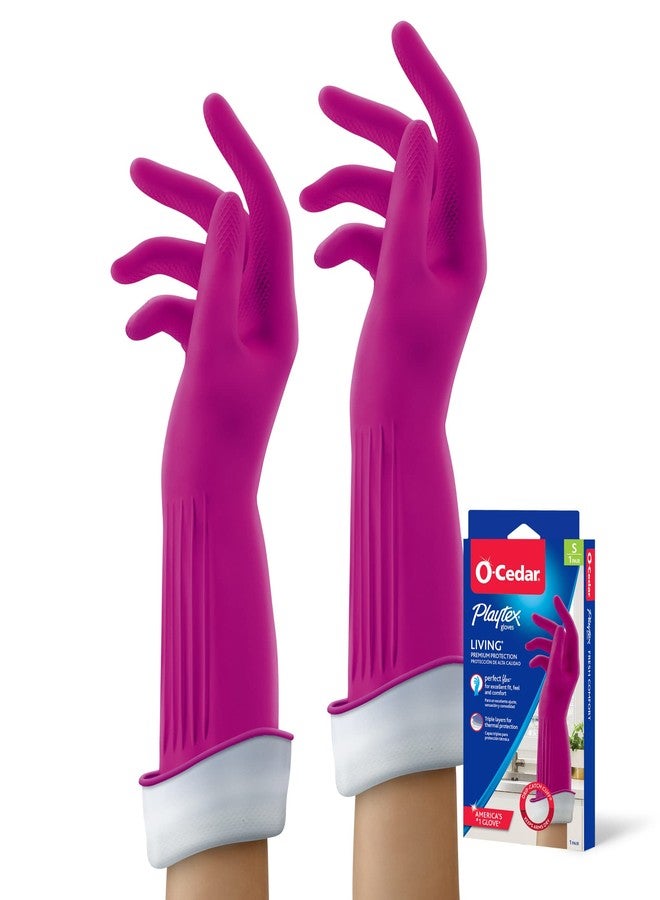 Playtex Living Reuseable Rubber Cleaning Gloves, Premium Protection Reusable Household Gloves, Small (2 pairs) - Image 1