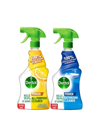 All Purpose Cleaner Lemon With Bathroom Cleaner Trigger Spray, Pack Of 2 500ml